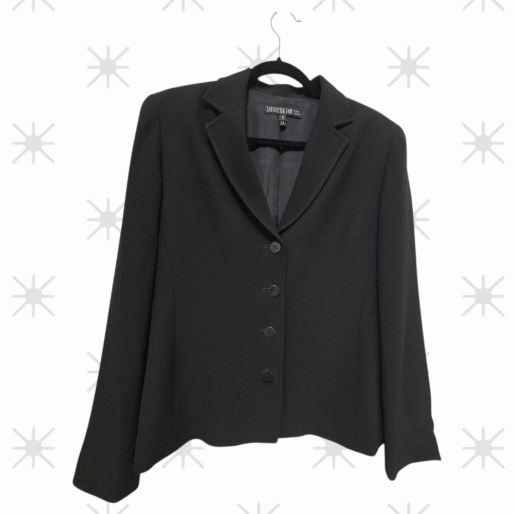Lafayette 148 New York Black Blazer Jacket Size 8 Lined Classic Workwear
